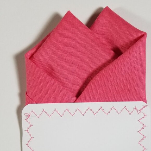 New - Magenta Pink Cotton Pre-Folded Pocket Square Handkerchief Insert - Picture 7 of 7